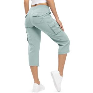 TBMPOY Womens Cargo Capris Lightweight Hiking Pants 6 Pockets Quick Dry Casual Outdoor Trip Loose Shorts Cropped Cotton (Blue, XL)