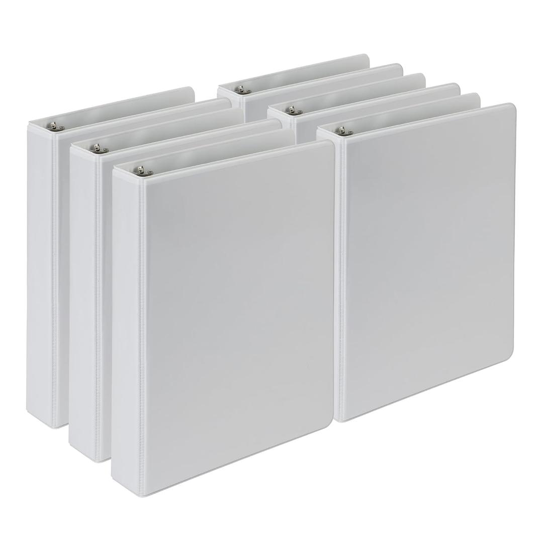 Samsill Economy 1 Inch Mini 3 Ring Binder, Round Ring Binder, Holds 5.5 x 8.5 Inch Documents, Non-Stick Customizable Cover, White, 6 Pack