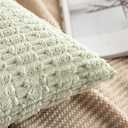 MIULEE Pack of 2 Spring Corduroy Decorative Throw Pillow Covers 18x18 Inch Soft Boho Striped Pillow Covers Modern Farmhouse Home Decor for Summer Sofa Living Room Couch Bed Light Green