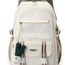Kawaii Backpack with Cute Accessories Pendant Travel Bag Large Outdoor Waterproof Casual Daypack Women Men (White)