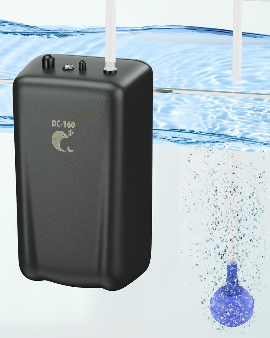 Pawfly Outdoor Live Bait Aerator 40 GPH Battery Air Pump for 30 Gallon Bait Bucket Portable Battery Powered Oxygen Pump for Fishing, Battery Not Included (Air Stone & Airline Tubing Inside Pump Body)