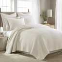 Levtex Home Cross Stitch Reversible Full/Queen Quilt Set (88x92in) with 2 Pillow Shams (26x20in) - Stitch Texture - Cream - Cotton Full/Queen Size Quilt Bedding Set - Lightweight, Soft, Pre-Washed