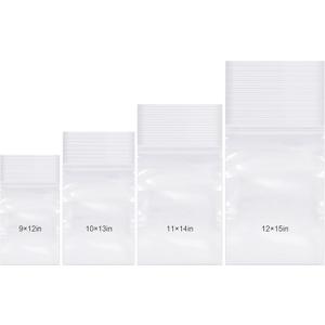 Kosiz 600 Pcs Clear Cellophane Bag Plastic Poly Shirt Bag Bulk Resealable Clothes Packing Self Adhesive Packages for Business Shipping(9''x12'', 10''x13'', 11''x14", 12''x15")