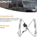 Front Driver Side Power Window Regulator with Motor Replacement for Dodge Grand Caravan, Chrysler Town & Country, Ram C/V 2008 2009 2010 2011 2012 2013 2014 2015 2016 2017 2018 2019, Left, 748-508