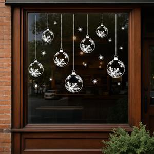 Christmas Stencils for Crafts Reusable Large Christmas Window Stencil Snowflake Bauble Stencils Templates for Window Glass Wall Holiday Decor