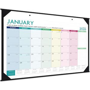 Desk Calendar 2026-12 Monthly Large Desk Calendar 2026, 22" x 17", Jan. 2026 - Dec. 2026, Corner Protector, Large Ruled Blocks - Colorful Lump
