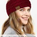 Loritta Womens Ear Warmers Headbands Winter Warm Fuzzy Cable Knit Head Wrap Fleece Lined Gifts (Pure Color- Pure Wine Red(1 Pack))