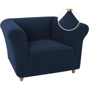 Turquoize Stretch Chesterfield Style Chair Covers for Living Room 1 Piece Chair Slipcover Soft Non Slip Sofa Cover Couch Cover with Thick Jacquard Fabric Pet Furniture Protector (Chair, Navy)