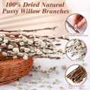 Thiccywoov 40 Stems 31.5'' Real Dried Pussy Willow Branches for Vases 100% Natural Tall Snow Pussy Willows with White Flowers Live Plant for Wedding Home Hotel Fireplace Yard Decor