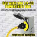 Tellegloww 20 FT 5-15P to L14-30R Adapter Cord Generator Transfer Switch, Generator House Inlet Box Adapter, 15Amp 3Prong 5-15 Male to 30Amp 4Prong L14-30 Locking Female, 10 AWG, ETL Listed