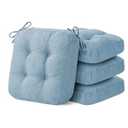 ASEAHK Chair Cushions for Dining Chairs, Dining Chair Cushions, Tufted Indoor Chair Pads with Ties & Non Slip Backing, Seat Cushions for Kitchen Chairs 16.5” x 16.5” x 3.5”, Set of 4, Light Blue, Set of 4, Light Blue