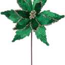 Vickerman 21.5" Midnight Green Poinsettia, 6 pack