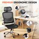 GTPLAYER Big and Tall Ergonomic Mesh Office Chair, High Back Home Desk Chair Computer Gaming Chair with Headrest, Flip-Up Arms, 90-125 Tilt Lock and Wide Cushion, Task Chair for Man Woman-Deep Black
