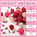 Valentine's Day Vase Bowl Fillers, 24 Pcs Rattan Balls and 2 Packs Rose Dried Flower Potpourri Bags Wicker Balls for Valentines Wedding Party Table Centerpieces Decor(Sphere Shape)