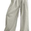 Aleumdr Wide Leg Sweatpants for Women Trendy Fashion High Waisted Drawstring Loose Long Pants with Pockets (Gray)