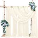 4 Panels Wedding Arch Draping Fabric, 28" x 20Ft Ivory Drapes, Decor for Backdrop Ceremony Party Ceiling
