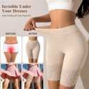 J-pone Slip Shorts for Under Dresses Smooth Anti-Chafing Lace Shorts for Women Boyshorts Seamless High Waisted Underwear (S)