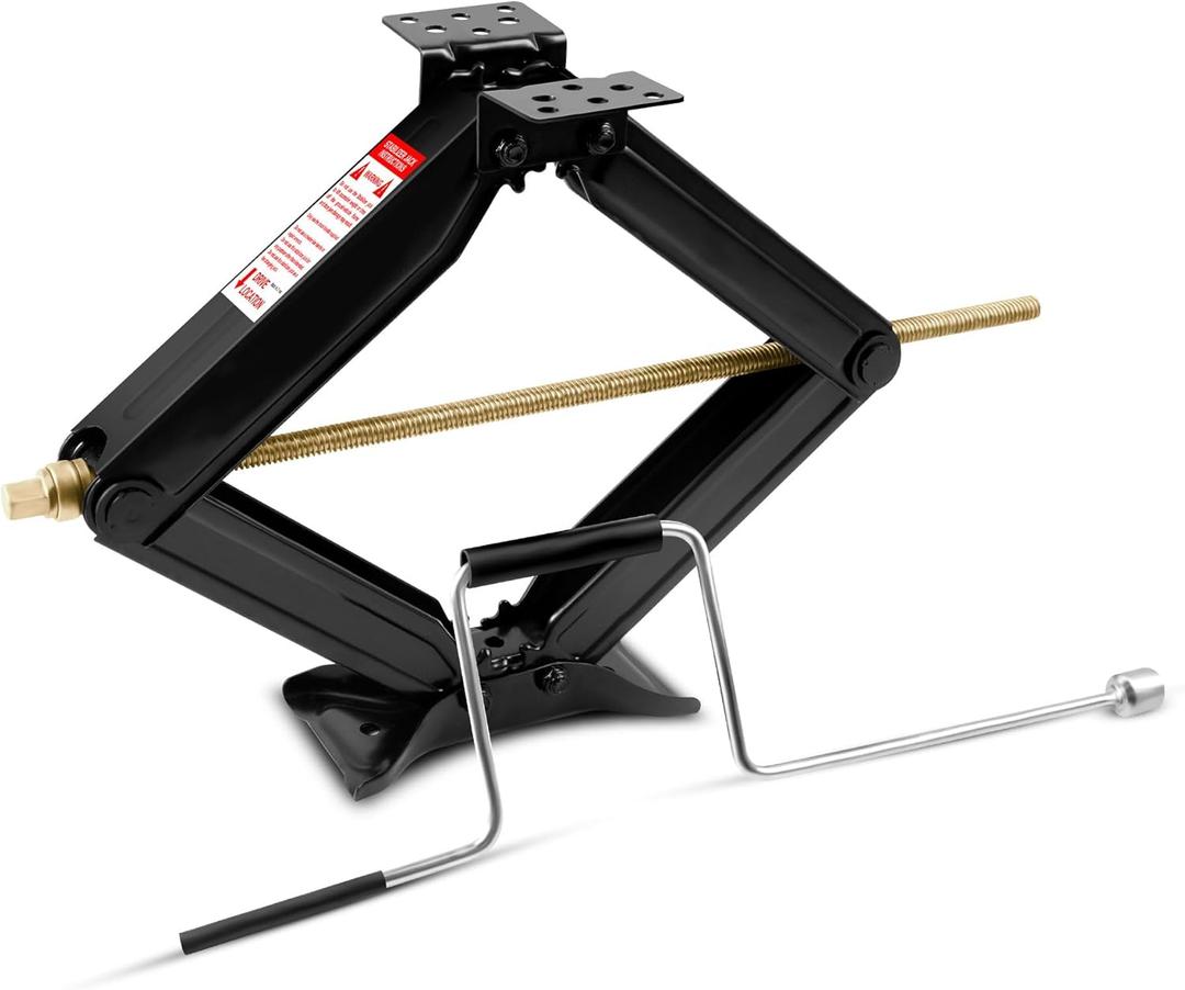 RV Trailer Camper Stabilizer Leveling Scissor Jacks, 5000LBS Load Capacity RV Scissors Jack, Adjustable Jack Stands with Screw Mechanism, MAX 24-inch Extension, w/Handle
