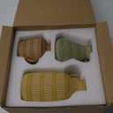 Ceramic Vase Set of 3 for Living Room Bedroom Modern Yellow Brown Green Fake Flower Plant Vases for Home Decor Office Centerpieces Antique Retro Rustic Farmhouse Vintage Classic Gift