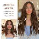 Halo Hair Extensions 20 Inch Invisible Wire Hair Extensions Adjustable Long Wavy Hairpiece Synthetic Upgrade 4 Secure Clips in Hairpieces 20 Inch,Medium Brown