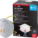 3M N95 Respirator 8511, 10 Pack, NIOSH-APPROVED N95, Features 3M COOL FLOW Exhalation Valve, Relief From Dusts & Certain Particles During Sanding, Pollen, Mold Spores, Dust Particles (8511DB1-A-PS)