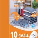 10 Small Vacuum Storage Bags with Electric Pump,Plastic Packaging Bags, Space Saver Bag for Clothes, Mattress, Blanket, Duvets, Pillows, Comforters, Travel