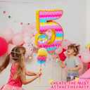 Number 5 Pinata for Birthday Party Decorations, Unicorn Mermaid Theme Pink Piata Games Toy (5th)