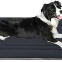 JoicyCo Dog Bed Soft Dog Crate Bed Pad Mat, 36 in Non Slip Bottom Washable Beds for Medium and Large Dogs, Pet Bed Mattress Kennel Pad, Dark Gray (36.0"L x 23.0"W x 1.2"Th)