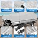 Solim Trailerable 1200D PU Heavy Duty Pontoon Boat Cover, 22-24ft Waterproof Marine Grade Oxford UV Resistant Polyester Canvas Cover, Boat Cover for Pontoon with Adjustable 18 Tie Down Straps, Gray