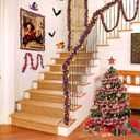 Halloween Tinsel Garland - Sparkling Metallic Pumpkin, Bat & Spider Decor, Twist Streamers for Indoor/Outdoor Halloween Party, Home, Tree, Fireplace, Classroom Decorations Orange, Black, Purple