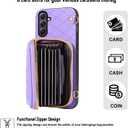 Compatible with Samsung Galaxy A35 5G Zipper Wallet Case with Crossbody Shoulder Strap Flip Purse Card Slot, Luxury PU Leather Card Holder Stand Cell Phone Cover for A 35 35A A355G Women Purple
