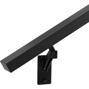 11Feet Matte Black Handrails Kit for Indoor Outdoor Stairs，Modern Aluminum Handrail Set,2" X1" Grab bar,Adjustable 304 Stainless Steel Brackets Included，Rust Free