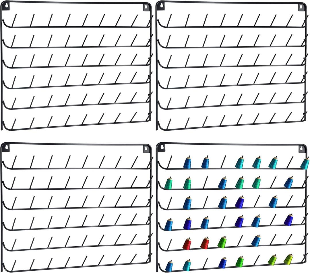 4 pack thread holder wall mount54 spools sewing thread organizersewing thread storagethread rackspool thread holderthread organizers and storagethread spool organizer, Black