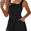 Charmo Scalloped Cute Romper Swimsuit for Women 2026 Tummy Control One Piece Bathing Suit Modest Swimsuit with Shorts, Black, M 