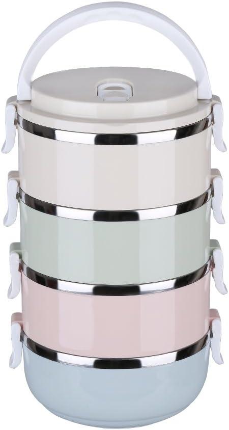 CHICIRIS Travel Dog Bowls, 4 Tiers Travel Pet Bowls Portable Stainless Steel Food Container with Handle for Dog Cat Feeding, 24oz