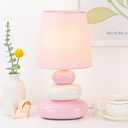 Lampwell LULE Light Pink Small Table Lamp for Living Room as Bedside Table Lamp for Bedroom, Modern Ceramic Kids Night Table Lamp, 6.5H x 12.2IN, Bulb Excluded