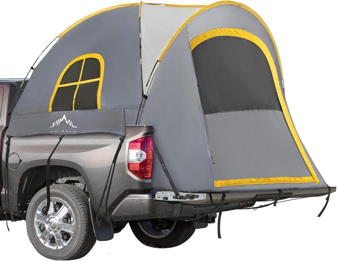 Pickup Truck Tent, Waterproof PU2000mm Double Layer for 5.5-6.0 FT Truck Bed, Portable Bed Tent for Camping, Gray (5.5-6 FT)