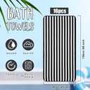 SmoothNovelty 16 Pack Microfiber Bath Towels Bulk,Black,Stripe
