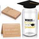 Newtay 55 Pcs Large Words of Wisdom Graduation Glass Jar Graduation Wishes & Advice Cards and Sign Guest Book for Graduate Decoration Best Wishes Grad Party Supplies(Funny)
