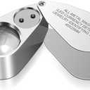 Leffis 40X Jewelers Loupe Magnifier Magnifying Glasses, LED/UV Illuminated Jewelry Loop Pocket Folding Magnifying Glass with Metal Construction for Close Work, Gardening, Kids, Stamp, Rock Collecting (1 Pack)
