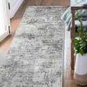 jinchan Runner Rug 3x7 Washable Modern Rug Abstract Hallway Runner Grey Multi Print Overdyed Indoor Mat Contemporary Lightweight Non-Slip Thin Carpet for Kitchen Laundry Bedroom Living Room
