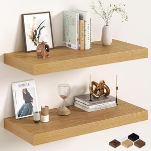 12" Natural Wood Floating Shelves (Gold Oak)