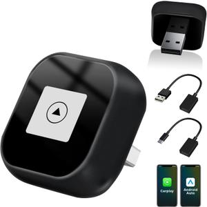 2 in 1 Wireless CarPlay & Android Auto Adapter, 2025 Upgraded Mini CarPlay Dongle Converts Wired to Wireless, Plug & Play, Auto Connect, Compact Design for iPhone & Android with USB/USB-C Port Black