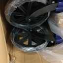 Medline Lightweight Foldable Transport Wheelchair with Handbrakes and 12-Inch Wheels, Blue Frame, Black Upholstery