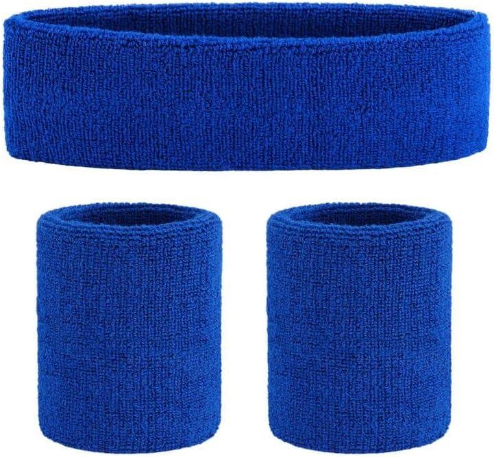 ONUPGO Sweatband Set Sports Headband Wristband Set Sweatbands Terry Cloth Wristband Wrist Sweatband Headbands Moisture Wicking Sweat Absorbing Head Band