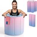 Foldable Portable Bathtub for Adults  2-in-1 Hot & Cold Plunge, 60-Gal Capacity Collapsible Bath Tub, Space-saving Design, Multi layer Insulated Ice Bath Tub for Recovery (Pink)