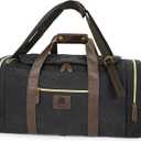 Duffle Bag for Travel, 50L Canvas Duffle Bag Vintage Travel Bag Overnight Bag with Shoes Compartment Men (Black)