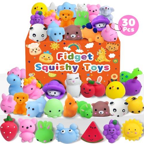 30 Pack Squishy Toys, Random Kawaii Party Favors for Kids 3-5, 4-8, 8-12, Treasure Box Toys for Classroom Prizes, Mini Birthday Gifts Goodie Bag Stuffers Bulk Fidget Squeeze Toy