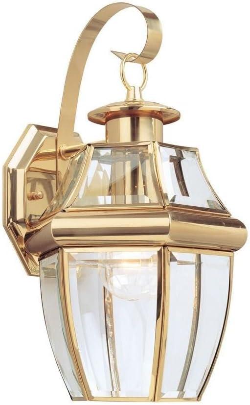 Generation Lighting 8067-02 Lancaster Traditional One - Light Outdoor Wall Lantern Outside Fixture, Polished Brass Finish, 100 Total Watts, 14 Inch Height, 7.75 Inch Wide
