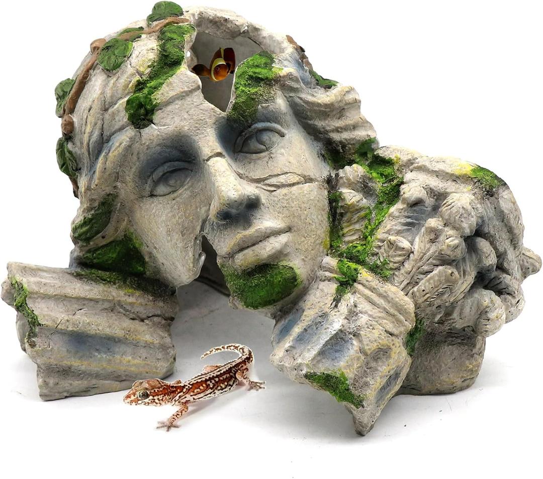 Reptile Cave Hideout Tank Accessories Decorations, Aquarium Hideaway Cave Fish Tank Decorations for Amphibians, Betta Fish, Shrimp, Lizards, Leopard Gecko